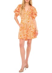 1.STATE Abstract Print Bubble Sleeve Minidress