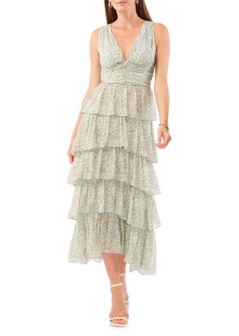 1.STATE Cascade Floral Tiered Dress