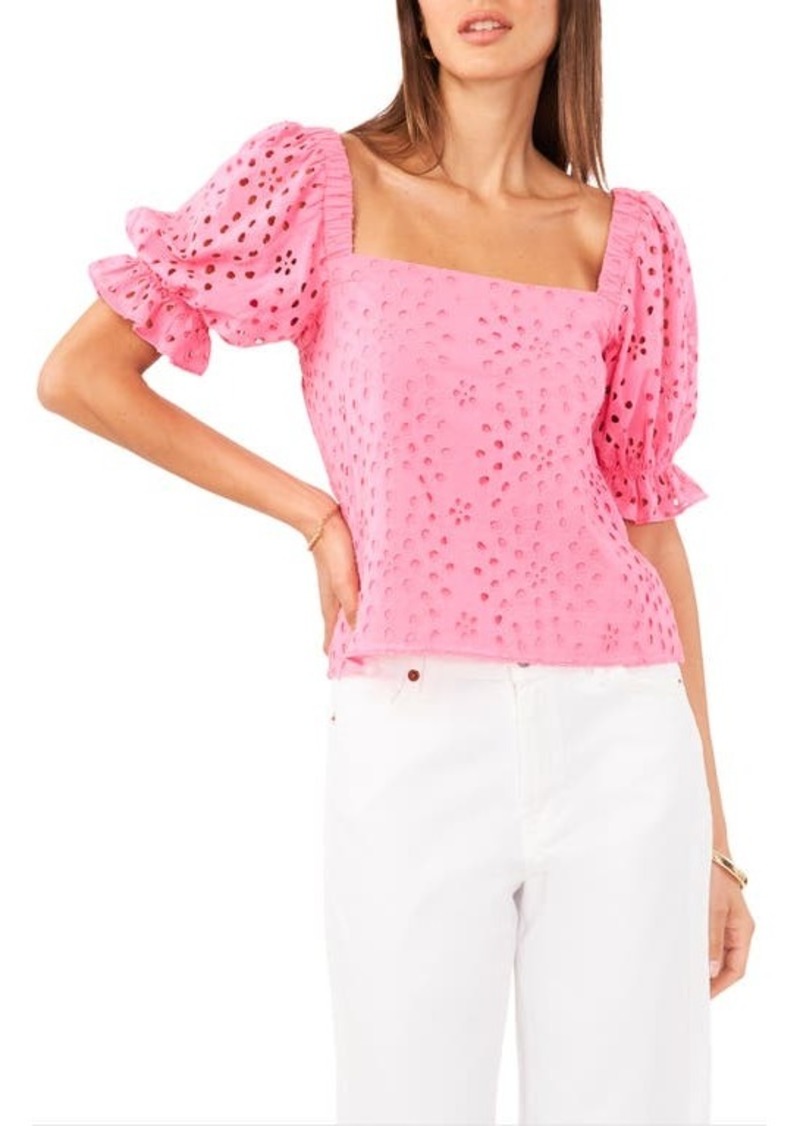 1.STATE Eyelet Puff Sleeve Top