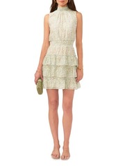 1.STATE Floral Print Tiered Ruffle Minidress