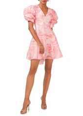 1.STATE Floral Tiered Bubble Sleeve Minidress
