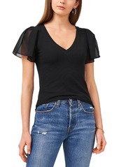 1.state Mixed Media Flutter Sleeve Top