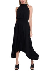 1.STATE Pleated Halter Neck Handkerchief Hem Dress