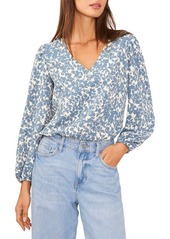 1.STATE Print Balloon Sleeve V-Neck Top