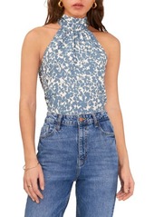 1.STATE Print Mock Neck Sleeveless Blouse