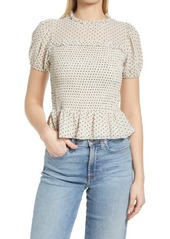 1.STATE Puff Sleeve Smocked Blouse