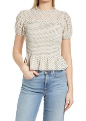 1.STATE Puff Sleeve Smocked Blouse in Tapioca at Nordstrom Rack