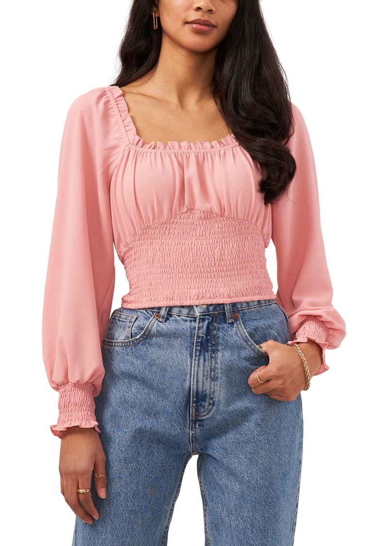1.STATE Square Neck Long Sleeve Top in Pink at Nordstrom Rack