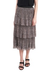 1.STATE Tiered Pleated Skirt in Leopard Brown at Nordstrom
