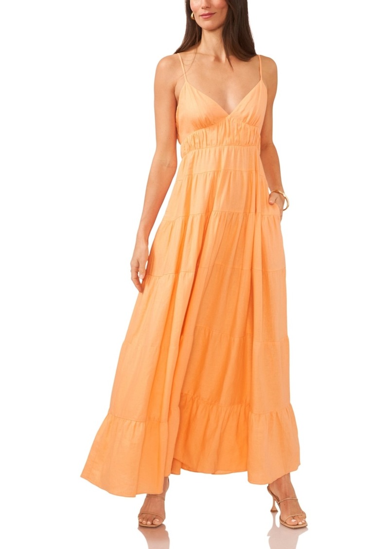 1.state Women's Empire Waist Tiered Maxi Dress - Cadmium Orange