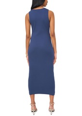 1.state Women's Lace-Up Cotton Bodycon Midi Dress - Tidal Navy