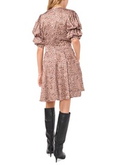 1.state Women's Leopard-Print Bubble-Sleeve Dress - Sand