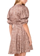 1.state Women's Leopard-Print Bubble-Sleeve Dress - Sand