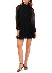 1.state Women's Long Sleeve Mock-Neck Mini Dress - Rich Black