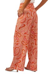 1.state Women's Paisley Print High Rise Drawstring Wide Leg Pants - Russet Orange