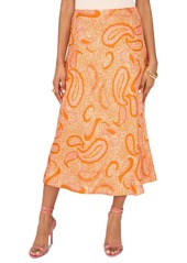 1.state Women's Paisley Printed Midi Skirt - Russet Orange