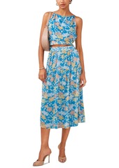 1.state Women's Printed Midi Skirt - Naples Blue