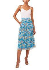 1.state Women's Printed Midi Skirt - Naples Blue