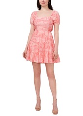 1.state Women's Floral Puff-Sleeve Fit & Flare Dress - Rose Gauze
