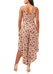 1.state Women's Printed Tie Front Sleeveless Cropped Jumpsuit - Sand Ash