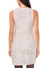 1.state Women's Round-Neck Sleeveless Sequin Mini Dress - Silver