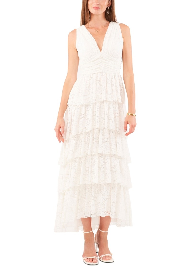 1.state Women's Lace Sleeveless Tiered Maxi Dress - New Ivory
