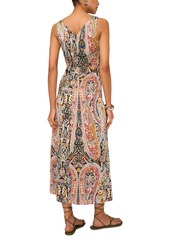 1.state Women's Sleeveless V-Neck Paisley Midi Dress - Rich Black