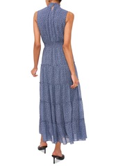 1.state Women's Smocked Mock Neck Sleeveless Maxi Dress - Indigo Night