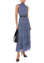 1.state Women's Smocked Mock Neck Sleeveless Maxi Dress - Indigo Night