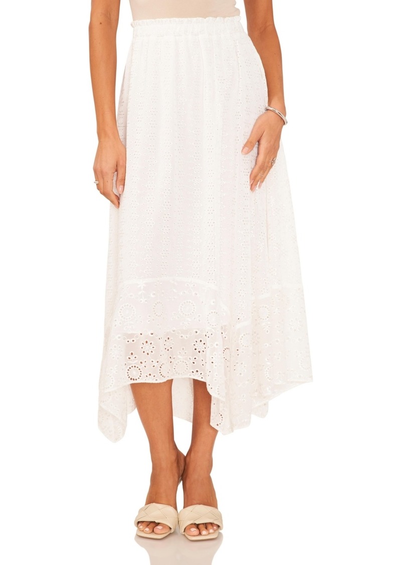 1.state Women's Smocked Waistband Lace Midi Skirt - New Ivory