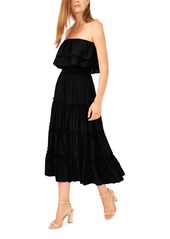 1.state Women's Strapless Ruffle Tiered Maxi Dress - Rich Black