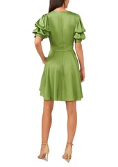 1.state Women's V-Neck Tiered Bubble Puff Sleeve Mini Dress - Salted Lime