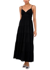 1.state Women's V-Neck Sleeveless Tiered Maxi Dress - Rich Black