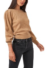 1.STATE Midnight Garden Womens Cable Knit Crewneck Pullover Sweater