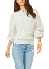 1.STATE Midnight Garden Womens Cable Knit Crewneck Pullover Sweater