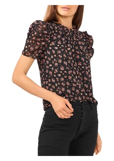 1.STATE Romantic Blooms Womens Metallic Floral Blouse