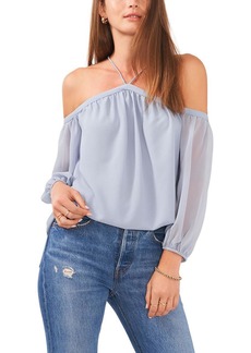 1.STATE Womens Chiffon Off-The-Shoulder Blouse