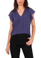 1.STATE Womens Chiffon Tie Neck Pullover Top