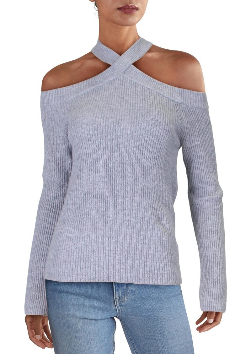 1.STATE Womens Cold Shoulder Ribbed Knit Pullover Sweater