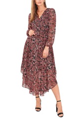 1.STATE Womens Floral Fit & Flare Midi Dress