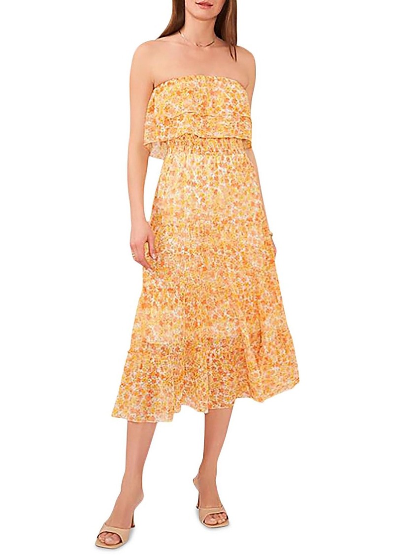 1.STATE Womens Floral Print Smocked Maxi Dress