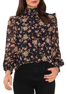 1.STATE Womens Floral Smocked Blouse