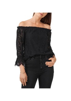 1.STATE Womens Lace High Neck Blouse