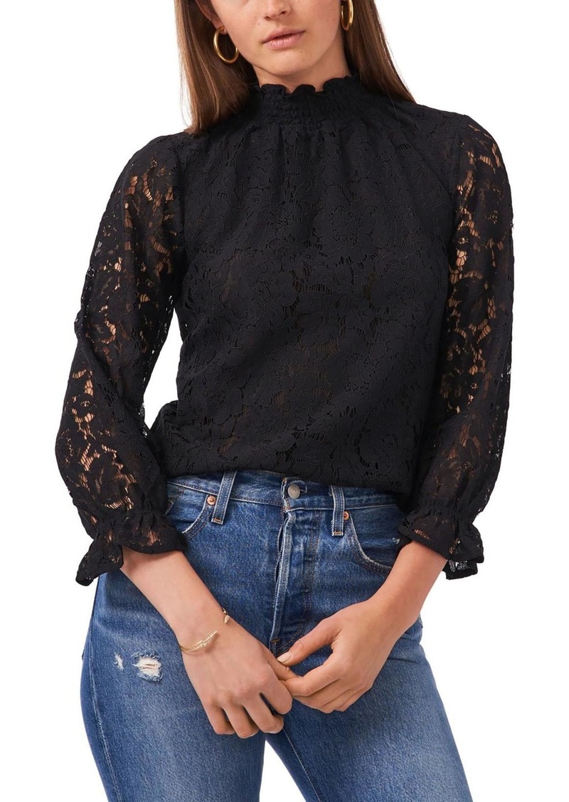 1.STATE Womens Lace Smocked Blouse