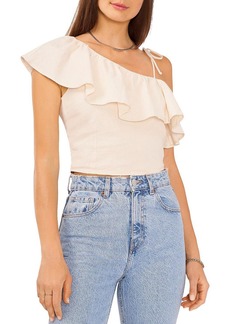 1.STATE Womens Linen Blend Cropped Blouse