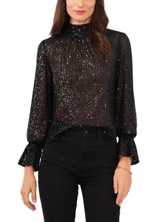 1.STATE Womens Mesh Sequined Pullover Top