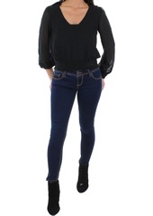 1.STATE Womens Mock Neck Cut Out Cropped