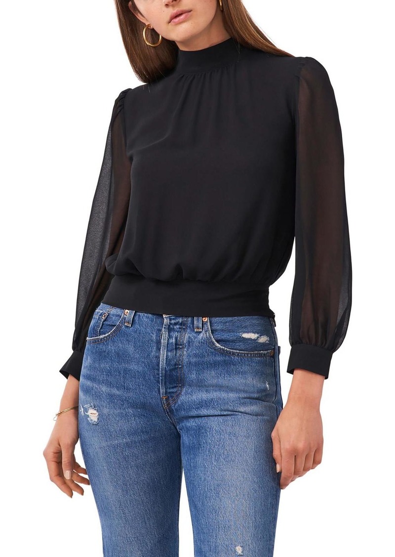 1.STATE Womens Mock Neck Cut Out Cropped