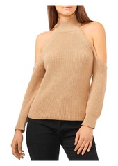 1.STATE Womens Ribbed Cold Shoulder Turtleneck Sweater