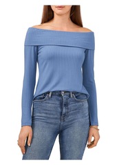 1.STATE Womens Ribbed Off Shoulder Pullover Top